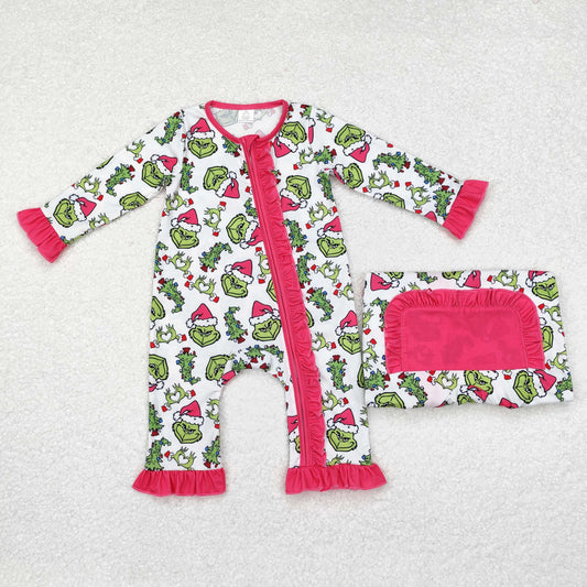 LR1337 Baby girls Christmas zipper romper