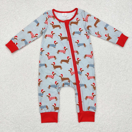 LR1082 Baby boys Christmas zipper romper