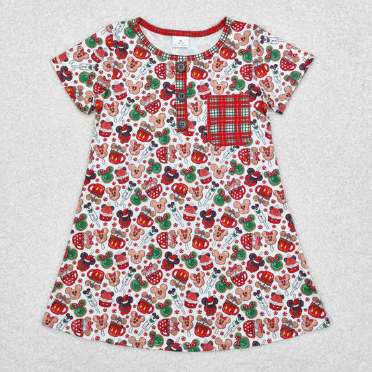 GSD1403 Girls Christmas cartoon Dress