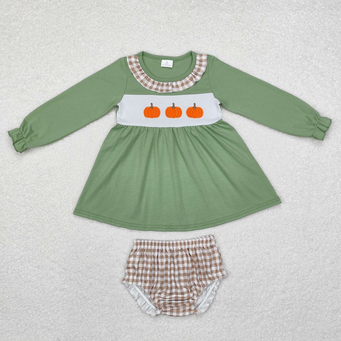 GBO0414 Girls pumpkin Bummies Set embroidery