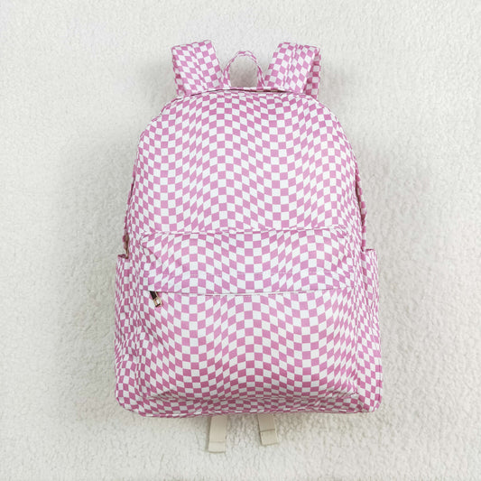 BA0245 pink checked Backpack  17 * 13.2 * 5 inches