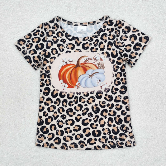 GT0688 Girls pumpkin T-shirt Milk silk