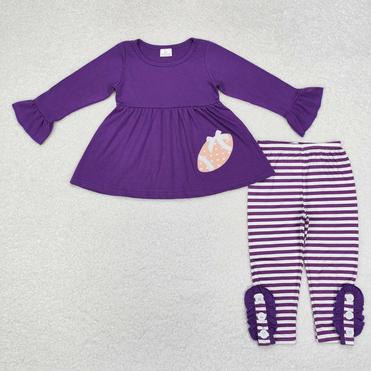 GLP1590 baby girls purple football outfits embroidery