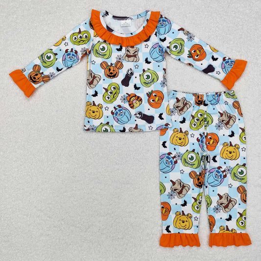 GLP1738 baby girls long sleeve Halloween monster pajamas