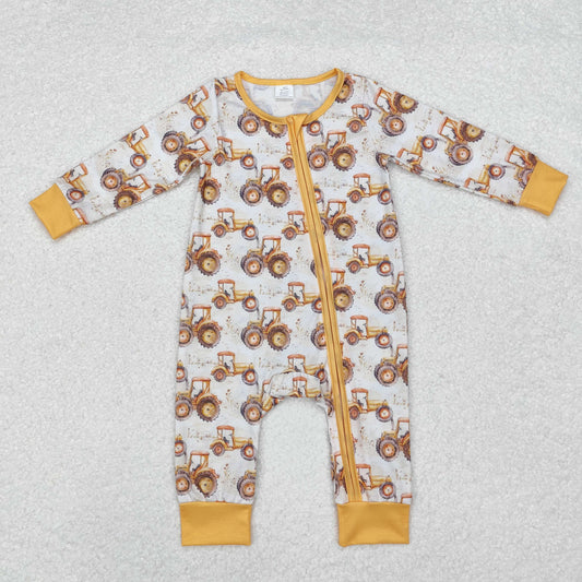 LR1789 Baby boys truck zipper romper