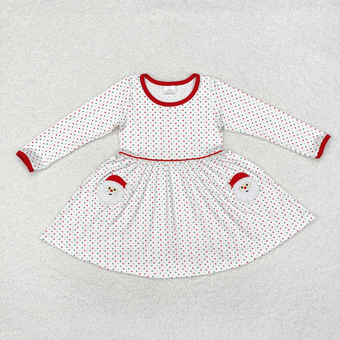 GLD0779 baby Girls Christmas santa Dress embroidery