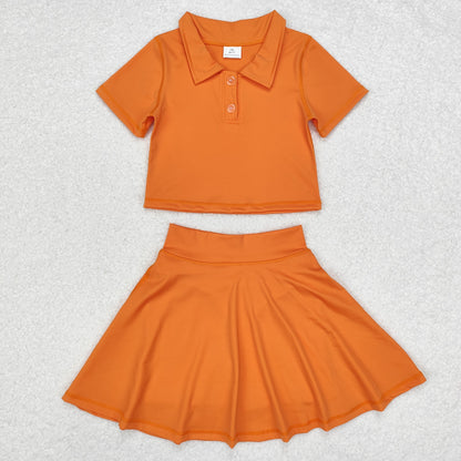 GSD1394 baby girls orange yoga dress