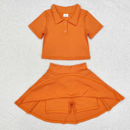 GSD1394 baby girls orange yoga dress