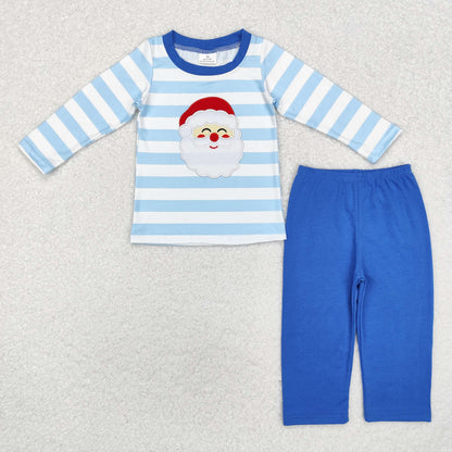 BLP0810 baby Boys santa blue outfits embroidery