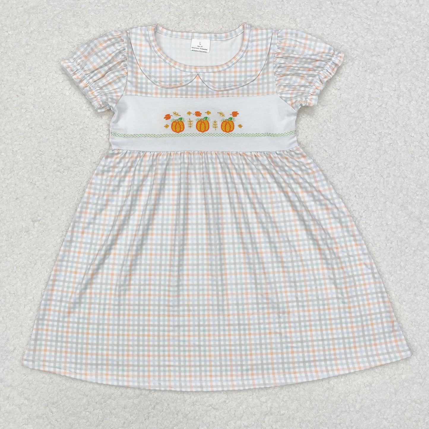 GSD1420 Girls pumpkin pink Dress embroidery