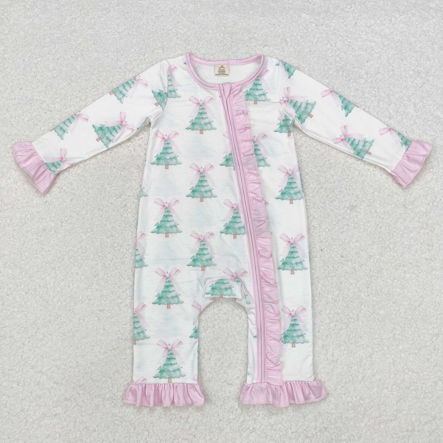 LR1518 Baby girls Christmas tree zipper romper