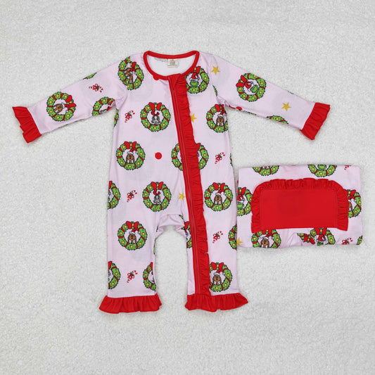 LR1664 Baby girls Christmas zipper romper