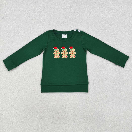 BT0817 Boys gingerbread long sleeves Top embroidery