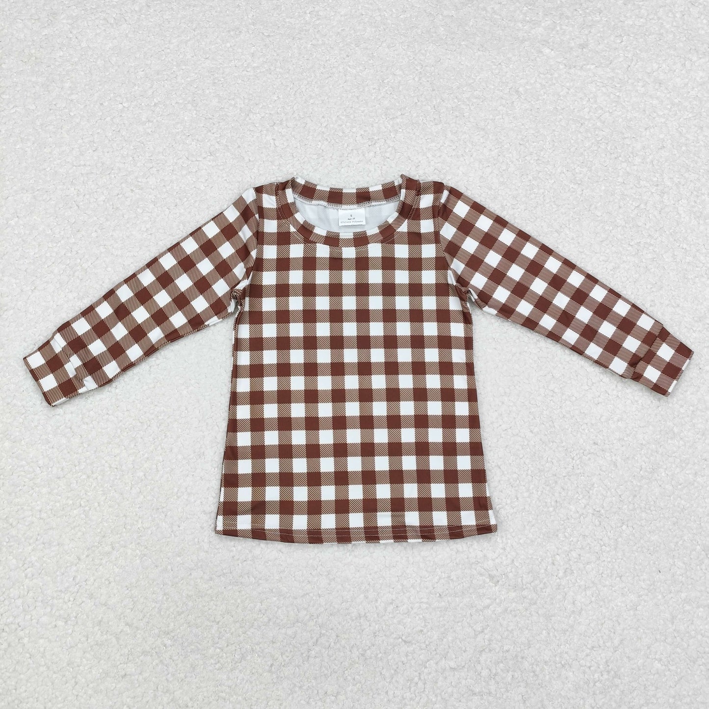 BT0853 Boys brown plaid long sleeves Top ( Deadline August 11 )