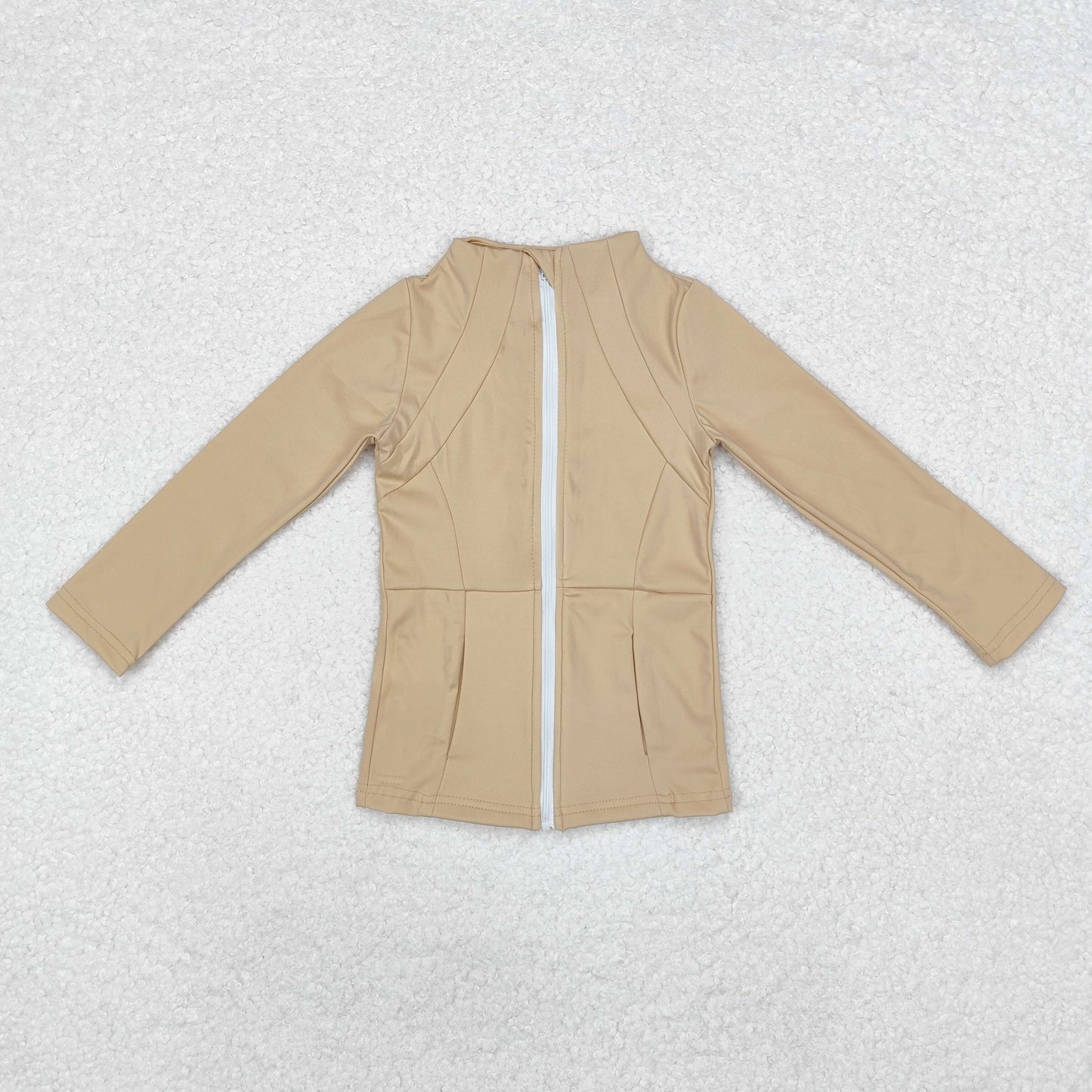 GT0681 baby girls cream yoga zipper coat