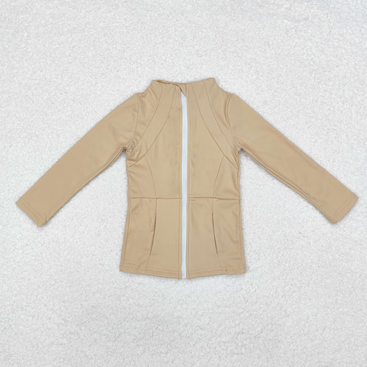 GT0681 baby girls cream yoga zipper coat