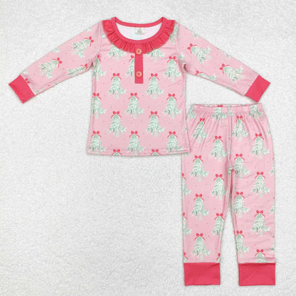 GLP1610 baby girls long sleeve Christmas tree pajamas