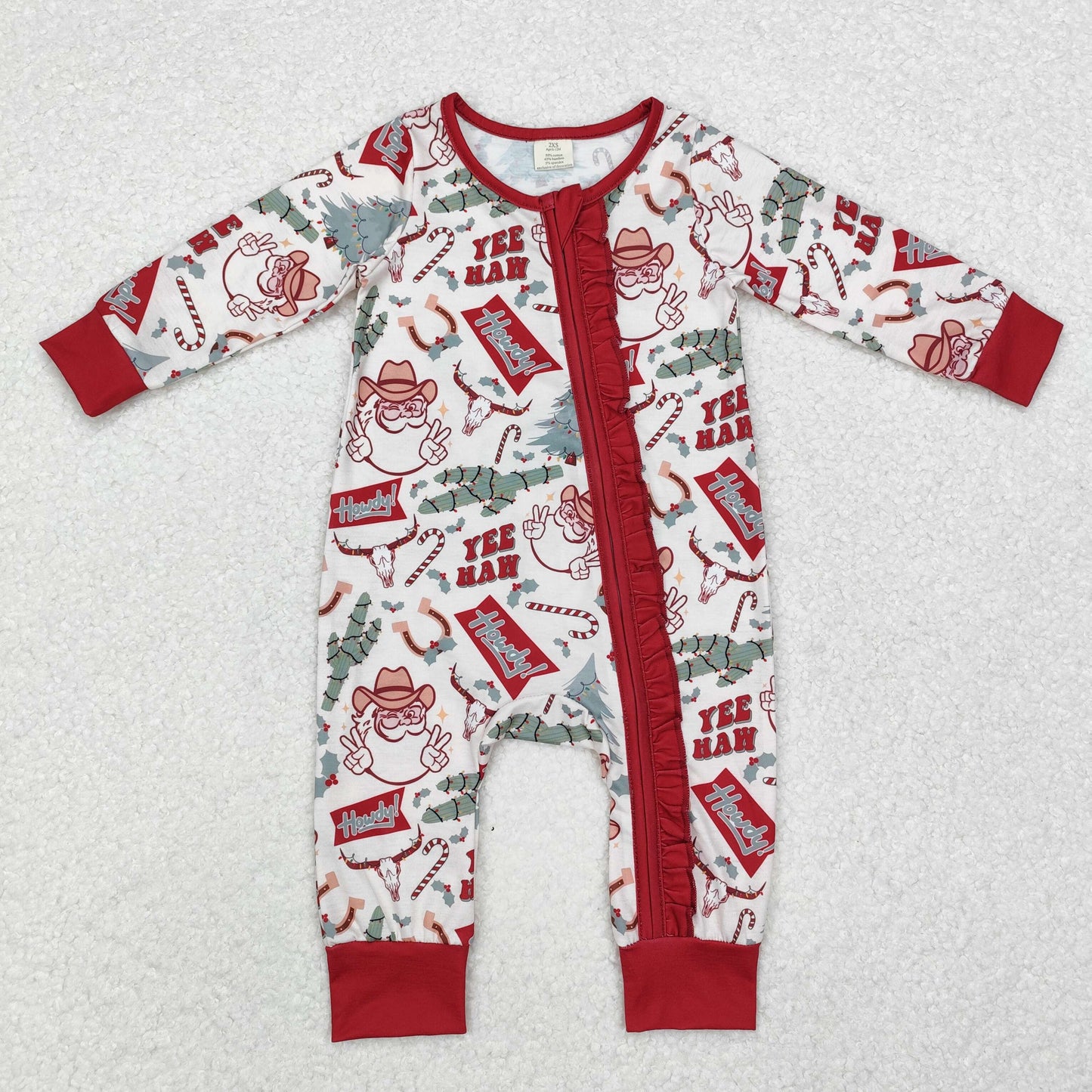 LR1277 Baby girls Christmas santa zipper romper