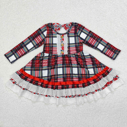 GLD0838 baby Girls plaid Dress