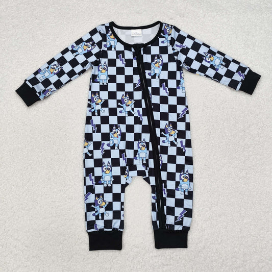 LR1910 Baby boys cartoon dog zipper romper