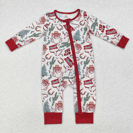 LR1278 Baby boys Christmas santa zipper romper