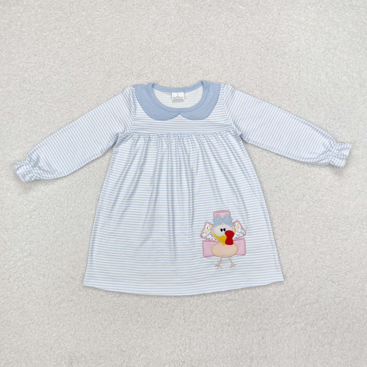 GLD0603 Girls blue turkey Dress embroidery