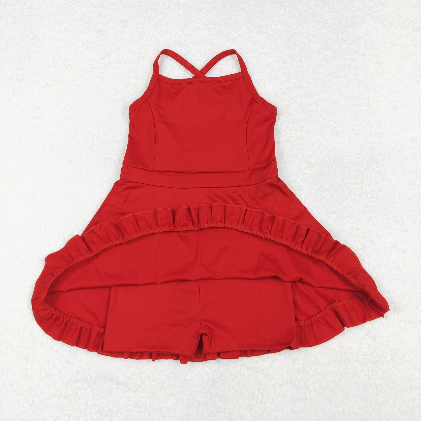 S0453 baby girls red sleeveless yoga dress