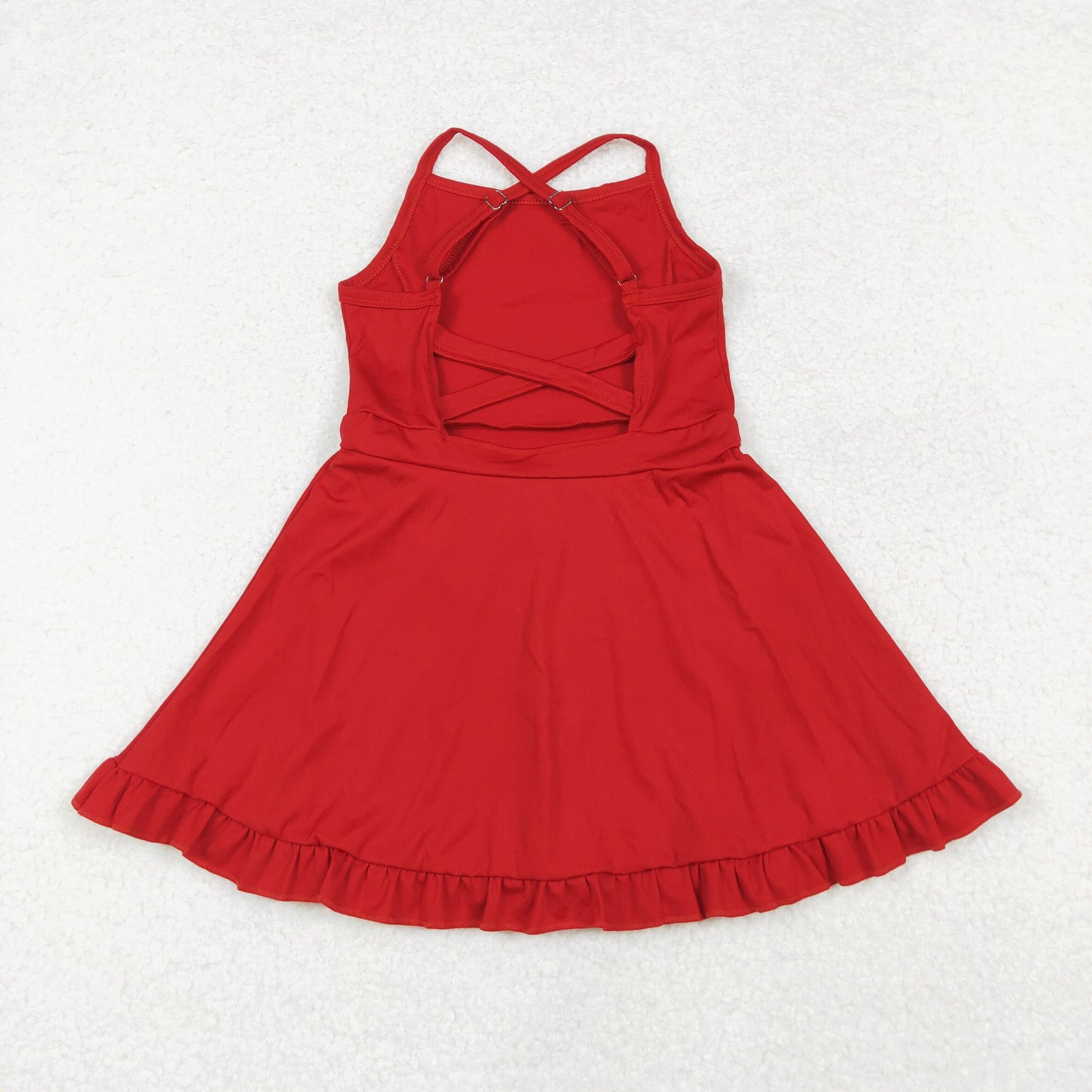 S0453 baby girls red sleeveless yoga dress