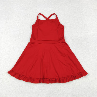 S0453 baby girls red sleeveless yoga dress