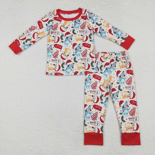 BLP0821 baby Boys Christmas cartoon dog pajamas