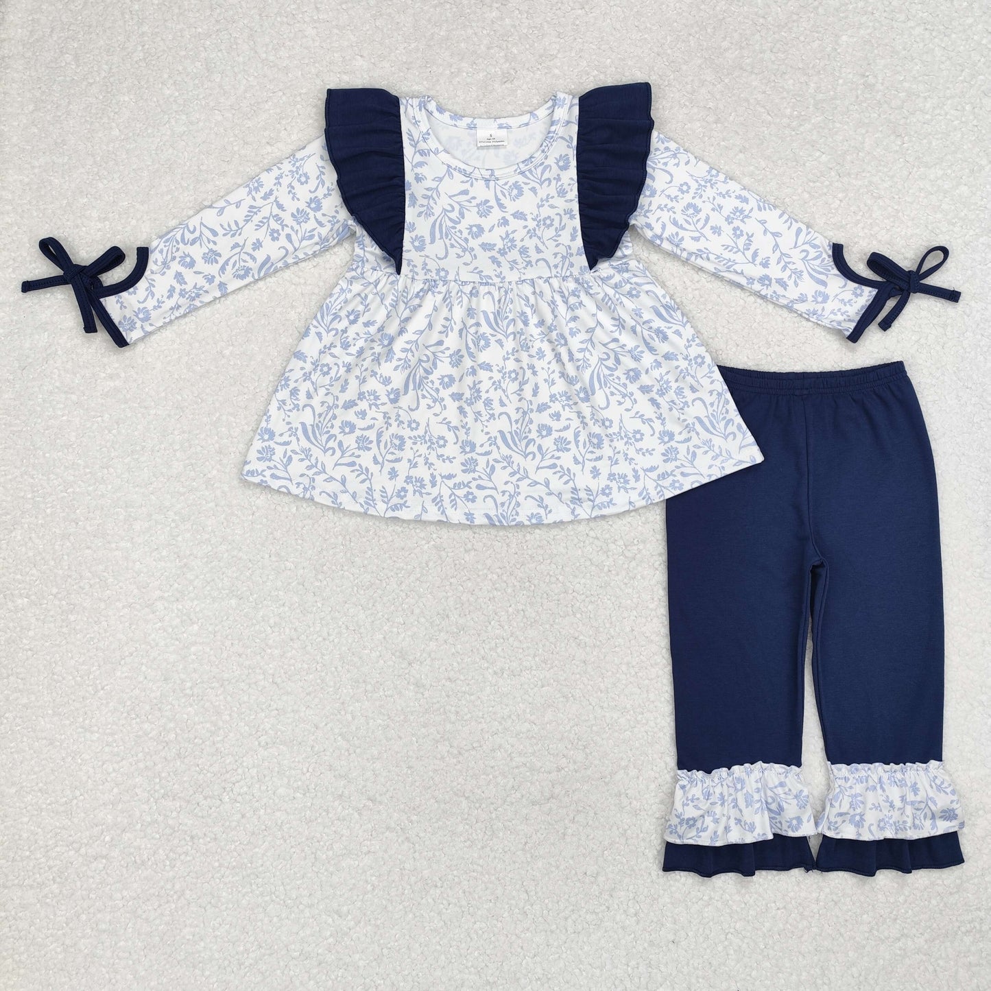 GLP1828 baby girls long sleeves blue floral outfits