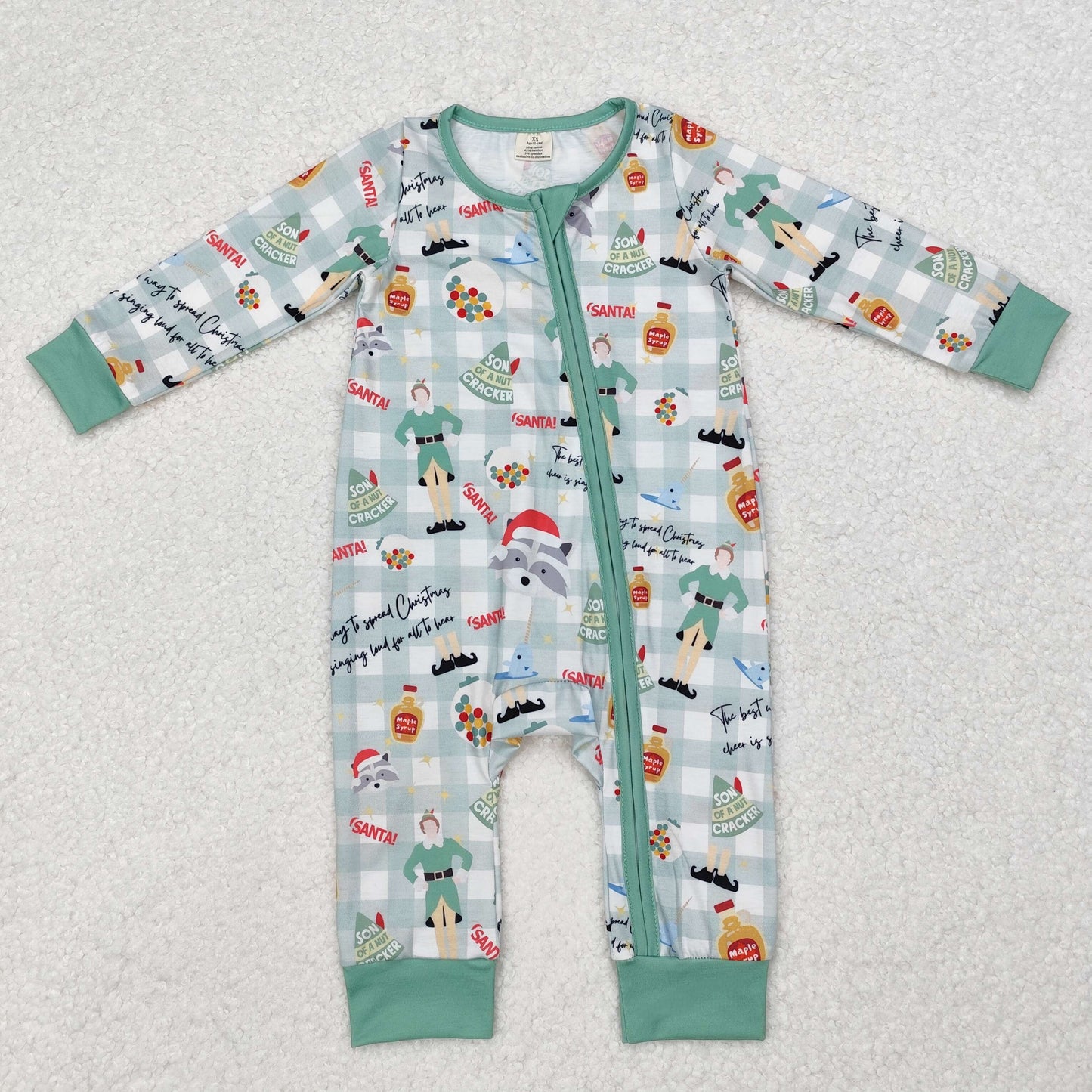 LR1641 Baby boys Christmas zipper romper