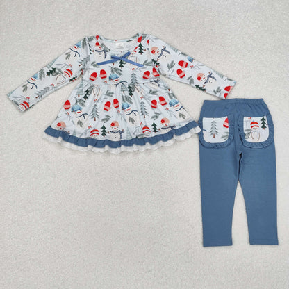 GLP1778 baby girls long sleeve snowman outfits