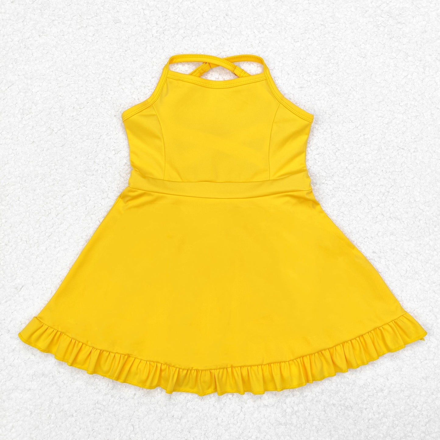 S0455 baby girls yellow sleeveless yoga dress