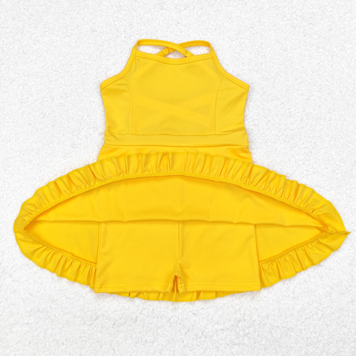 S0455 baby girls yellow sleeveless yoga dress