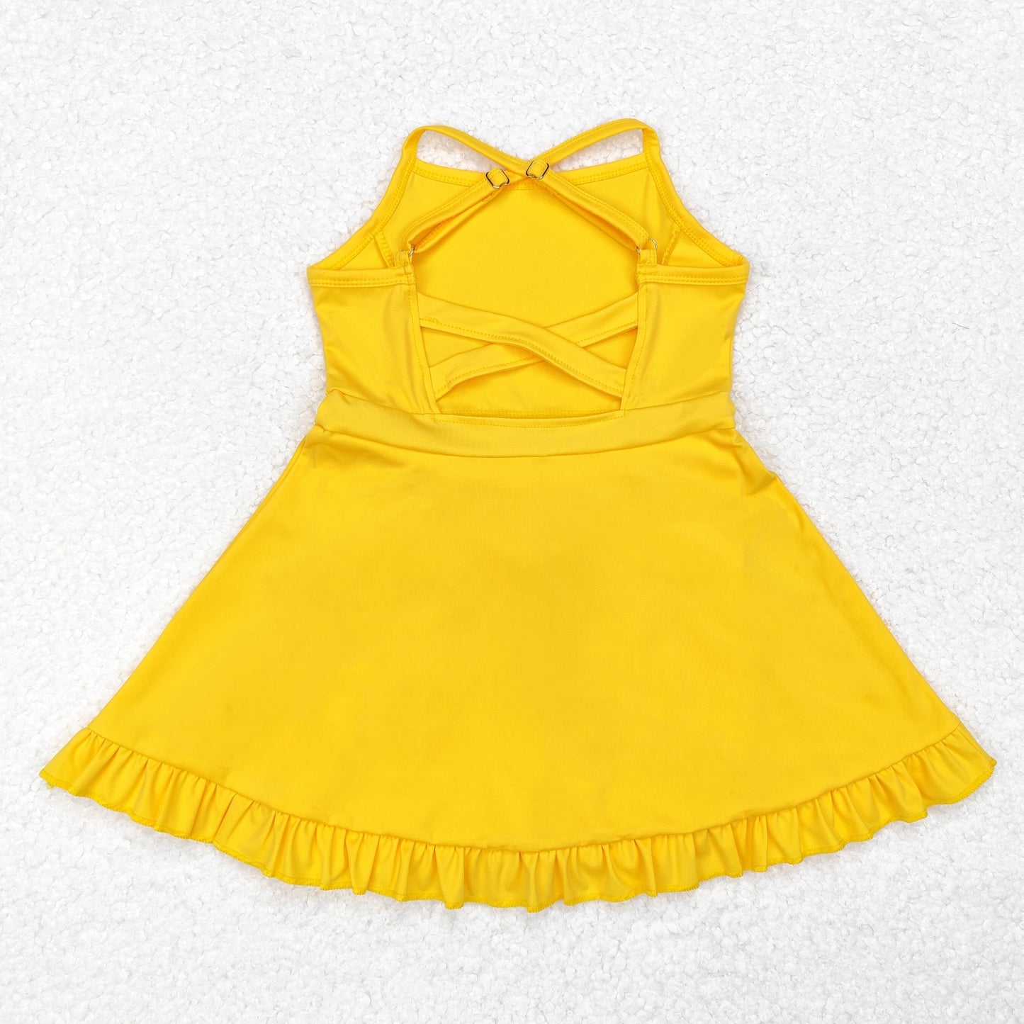 S0455 baby girls yellow sleeveless yoga dress