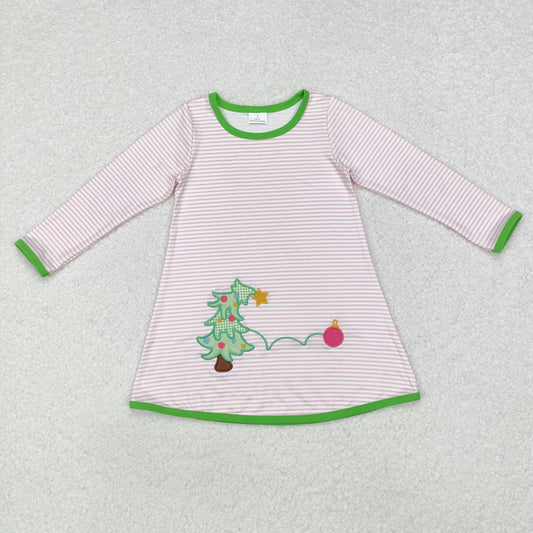 GLD0704 Girls Christmas tree Dress embroidery