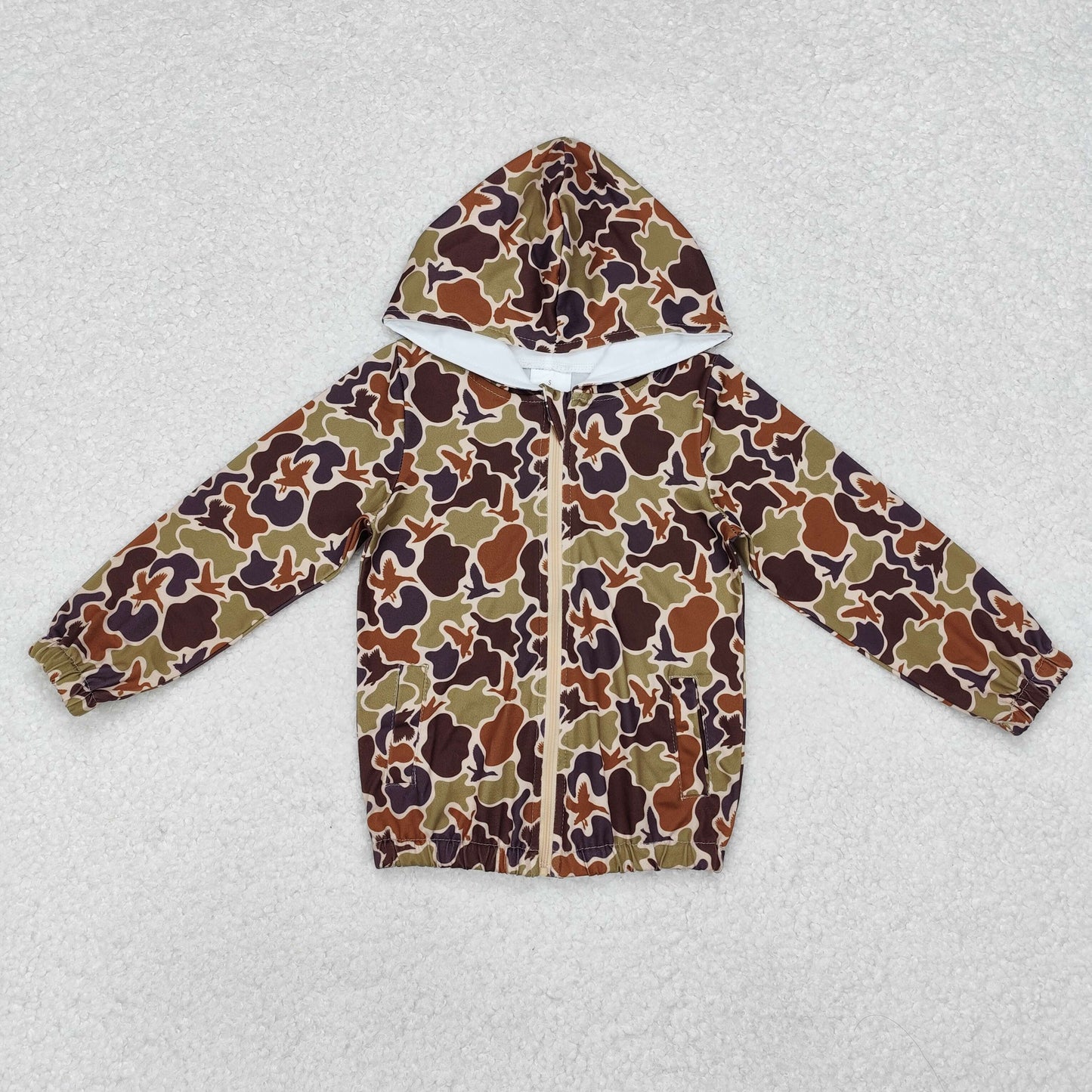 BT0762 Boys CAMO hooded zipper coat