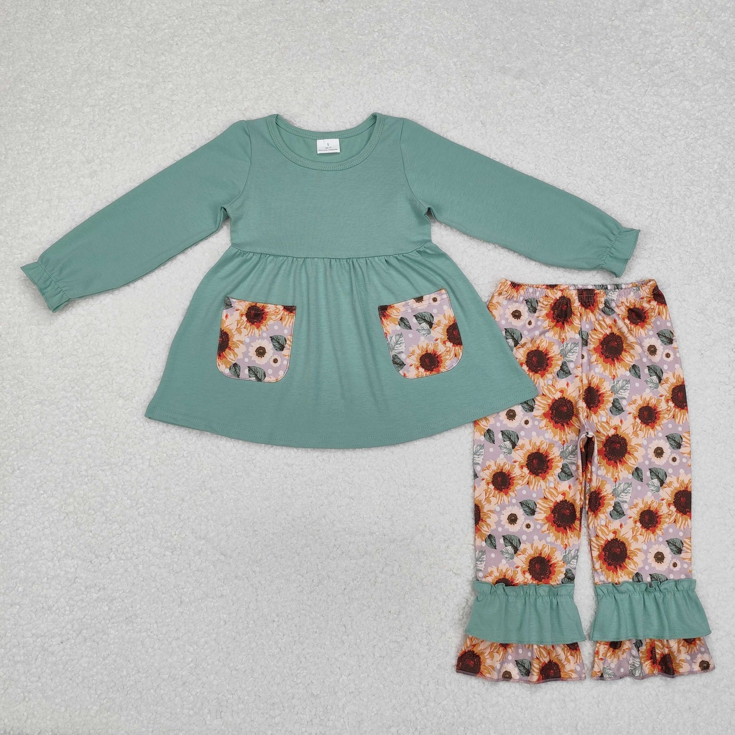 GLP1612 baby girls long sleeve sunflowers outfits