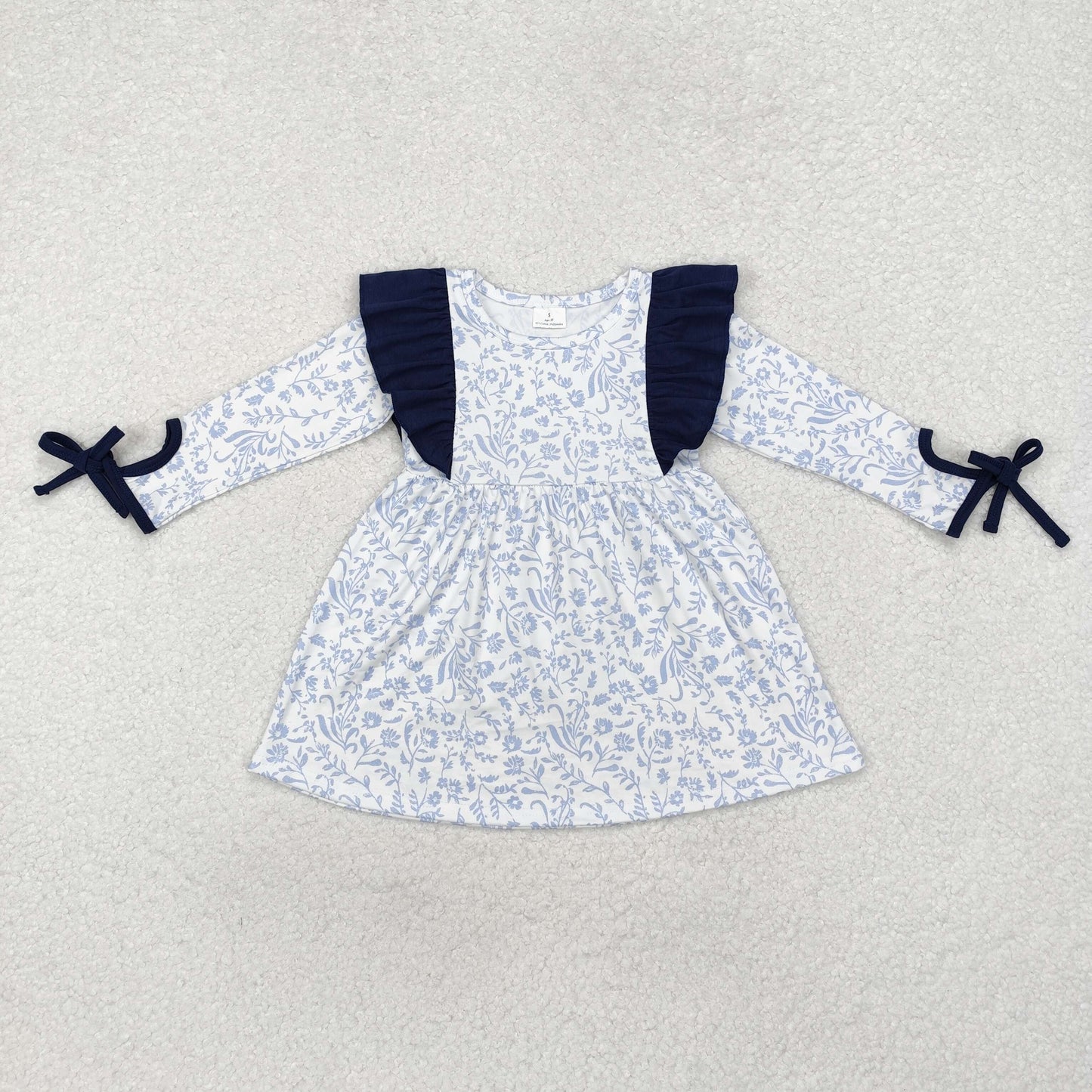 GLD0836 baby Girls blue floral Dress