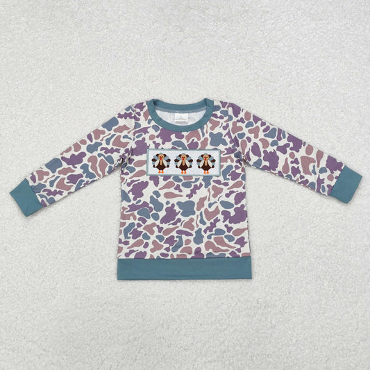 BT0863 Boys camo turkey long sleeves Top embroidery