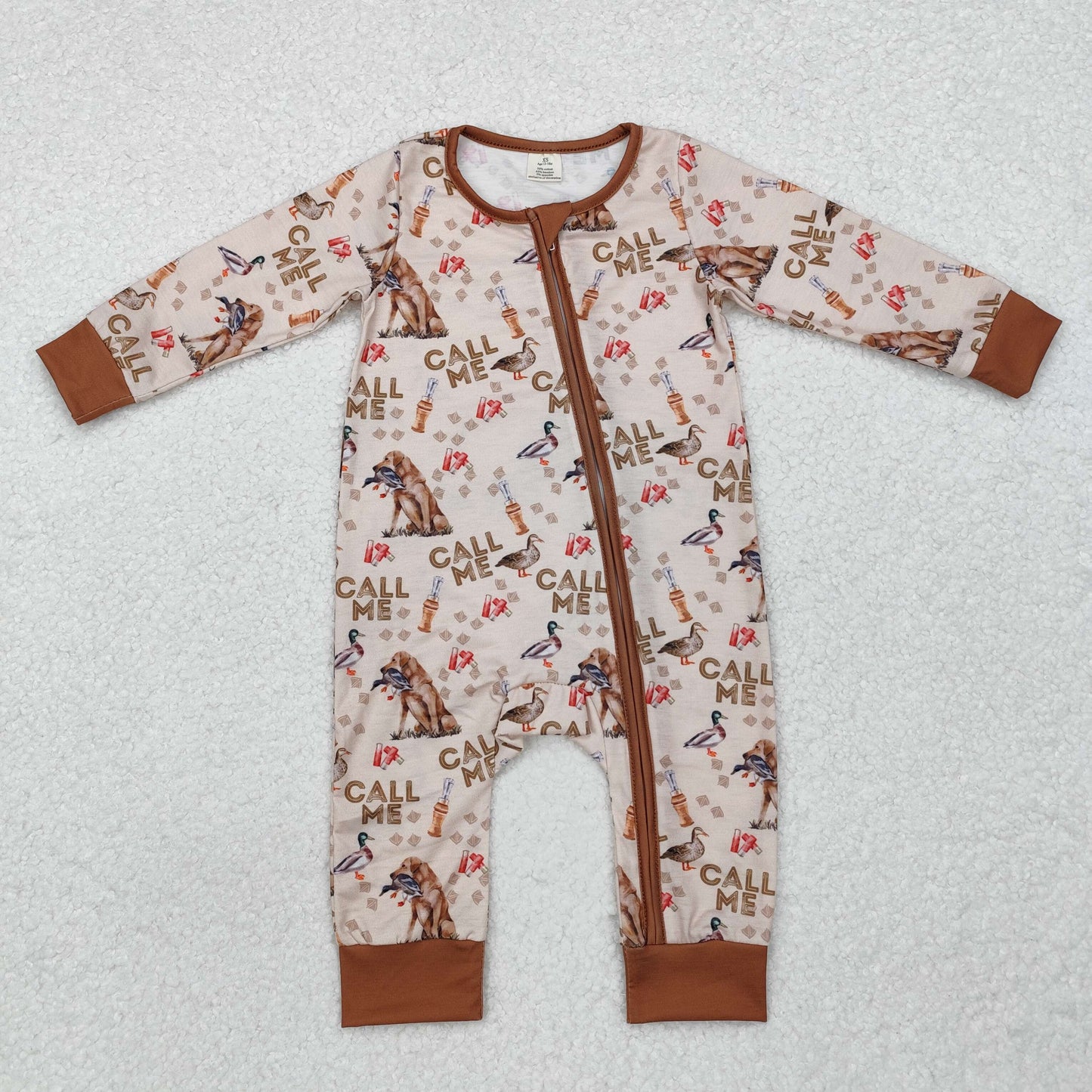 LR1991 Baby boys hunting zipper romper