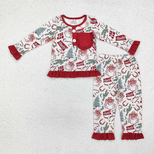 GLP1414 Girls Christmas santa pajamas