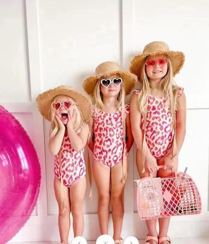 Girls Pink Leopard Bathing Suit 1pcs