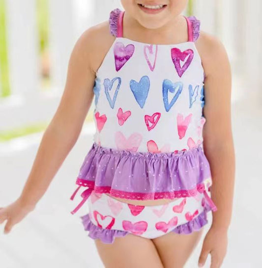 Girls Heart Bathing Suit 2pcs