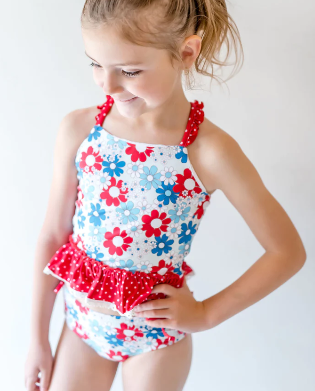 S0253 Girls Floral Bathing Suit 2pcs