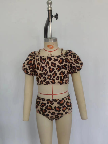 S0272 Girls Leopard Bathing Suit 2pcs