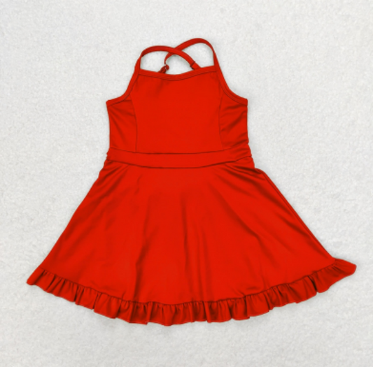 Pre-order S0453 baby girls red sleeveless yoga dress