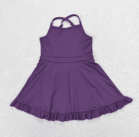 Pre-order S0454 baby girls purple sleeveless yoga dress