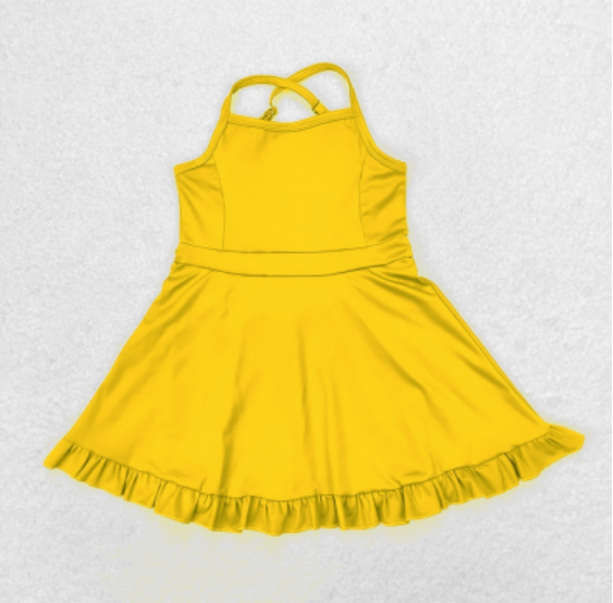 Pre-order S0455 baby girls yellow sleeveless yoga dress